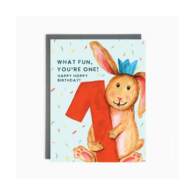 What Fun You're One Bunny Card