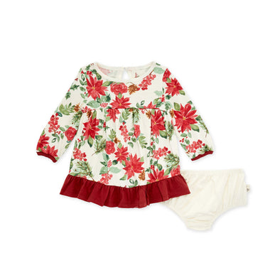 Burts Bees Holiday Floral Dress & Diaper Cover Set