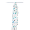 Lulujo Bamboo Muslin Swaddle, Whales