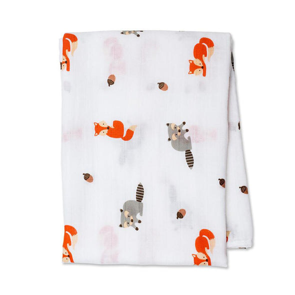 Lulujo Cotton Muslin Swaddle, Forest Friends