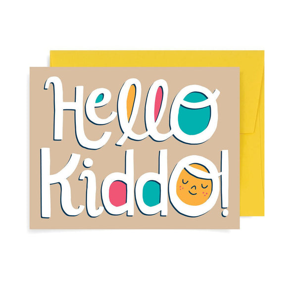 Badge Bomb Greeting Card, Hello Kiddo