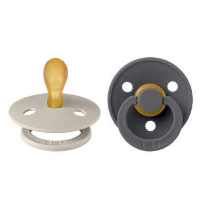 Bibs Pacifier Latex Symmetrical 2-pack, Sand/Iron