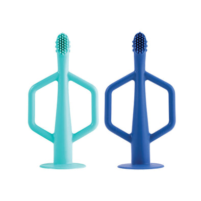 Tiny Twinkle Silicone Training Toothbrush 2pk, Inidigo Mint