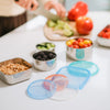 UKonserve Round Food Storage Container with Silicone Lid Set of 3, Tropical Sky