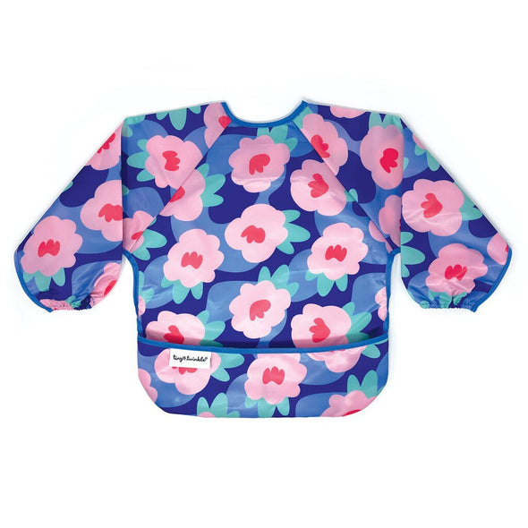 Tiny Twinkle Mess Proof Bib Full Sleeve Bib, Blue Floral