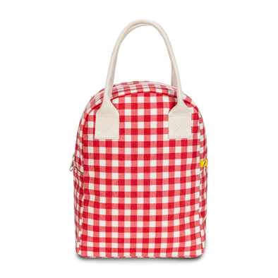 Fluf Zipper Lunch Bag, Gingham Red