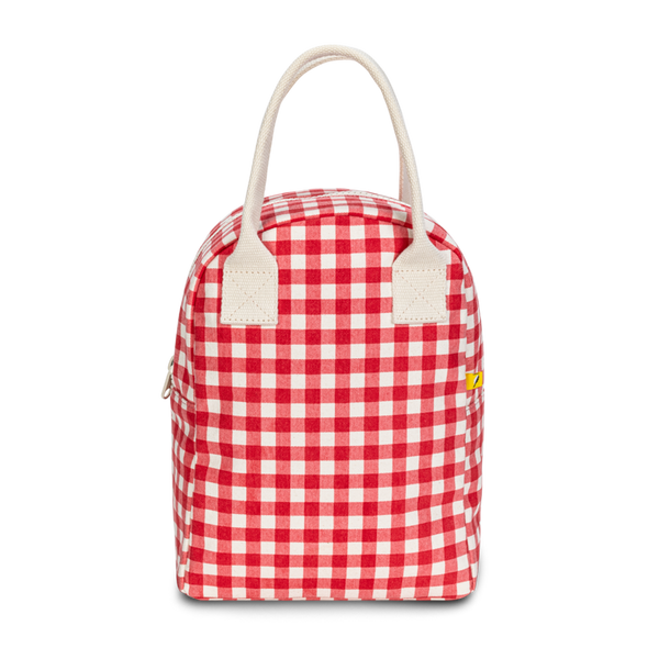 Fluf Zipper Lunch Bag, Gingham Red