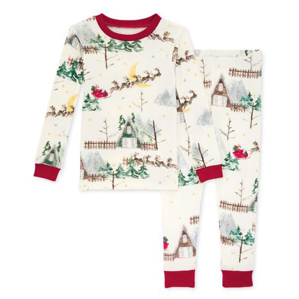 Burts Bees Tee & Pant PJ Set, Santa`s Sleigh