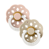 Bibs Boheme Pacifier 2pk, Natural Rubber Round Blush Glow/Vanilla Glow Size 1