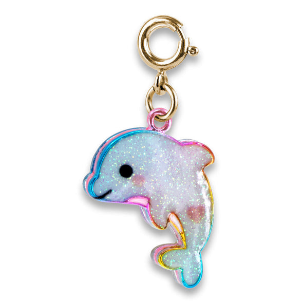 Charm It! Gold Glitter Tie-Dye Dolphin Charm