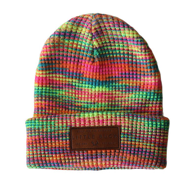 Little Buck Waffle Cabin Beanie, Neon Mix