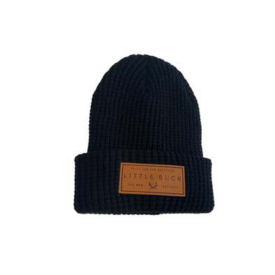 Little Buck Waffle Cabin Beanie, Black