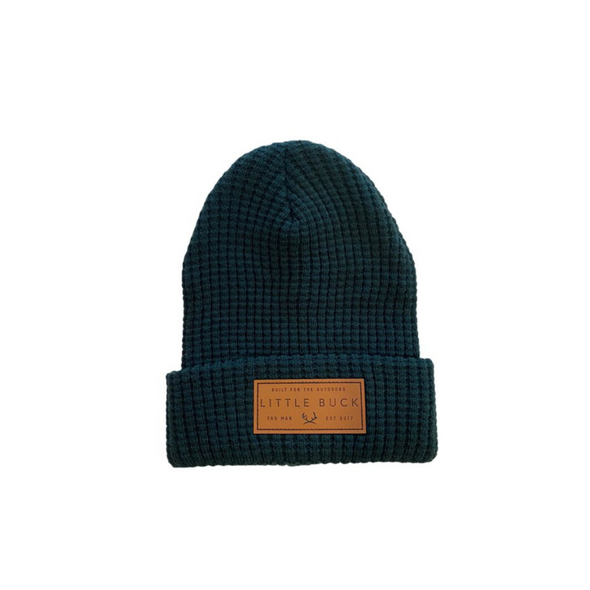 Little Buck Waffle Cabin Beanie, Forest Green