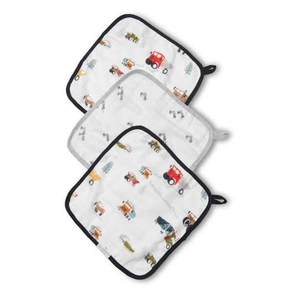 Loulou Lollipop 3pc Washcloth Set, Happy Trucks