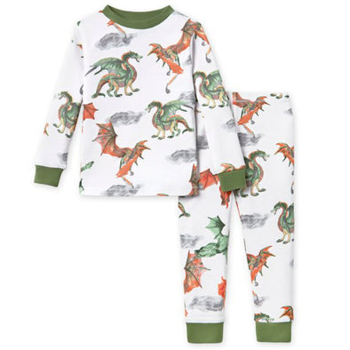 Burts Bees Tee & Pant PJ Set, Dragons Cloud