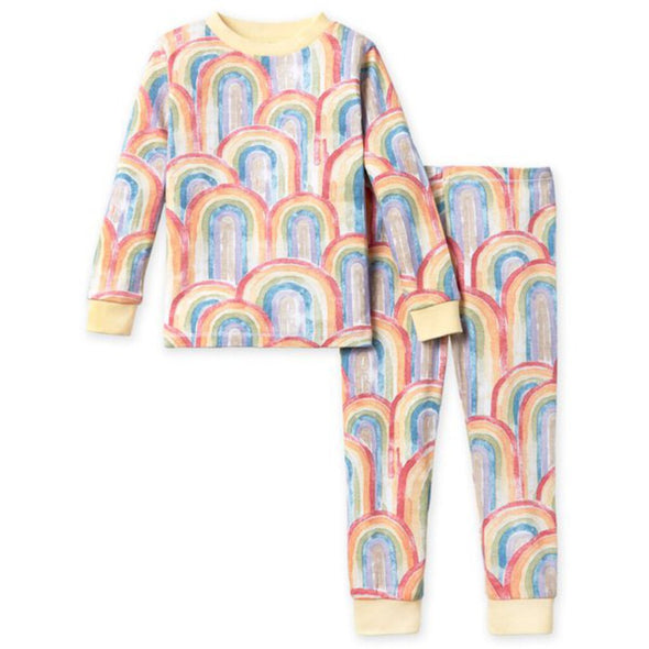 Burts Bees Tee & Pant PJ Set, Retro Rainbow