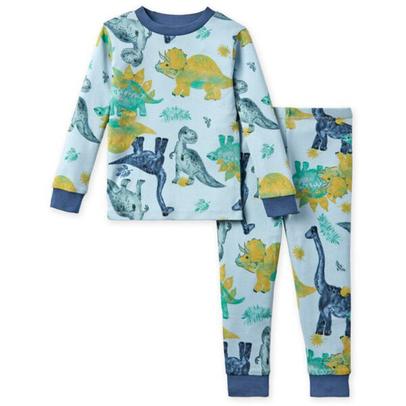 Burts Bees Tee & Pant PJ Set, Mega Dino Friends Glass