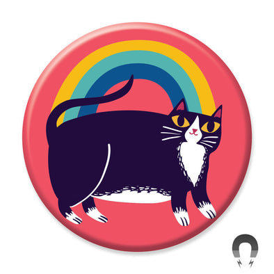 Badge Bomb Magnet, Rainbow Tuxedo Cat