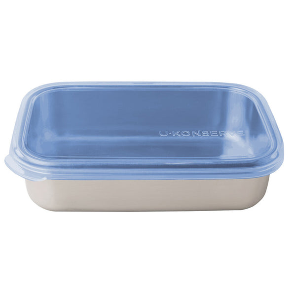 UKonserve 25oz Rectangular Stainless Steel Food Storage Container, Cosmic Blue