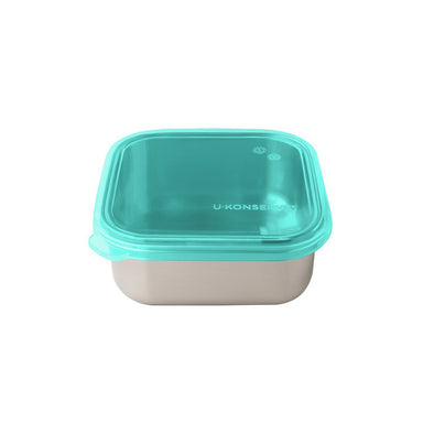 UKonserve 15oz Square Stainless Steel Food Storage Container, Island Teal