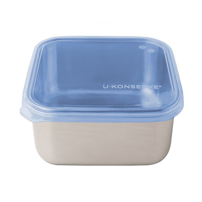 UKonserve 15oz Square Stainless Steel Food Storage Container, Cosmic Blue