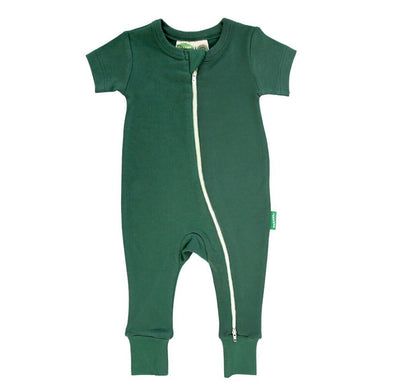 Parade Organics 2-Way Zip Romper Short Sleeve, Emerald Green