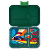 Yumbox Tapas 4 Compartment, Greenwich Green with Race Cars Tray