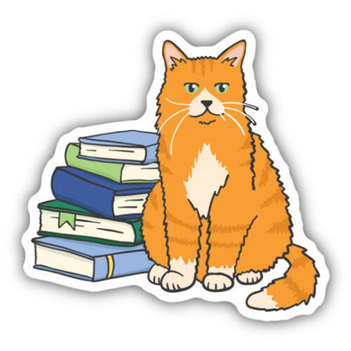 Cat With Books Sticker