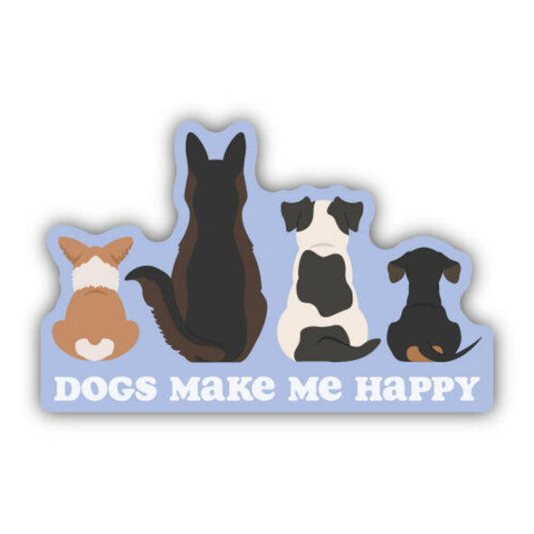 Dogs Make Me Happy Row Of Dogs Sticker