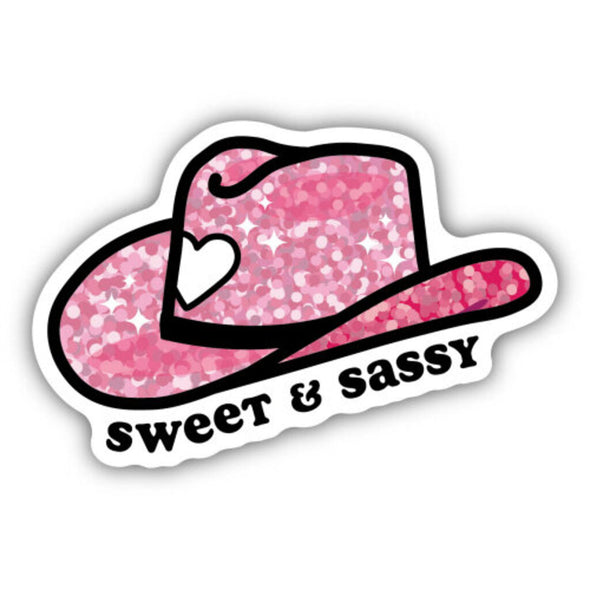 Sweet And Sassy Sparkly Pink Hat Sticker