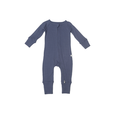 Loulou Lollipop Waffle Knit Sleeper, Denim Blue