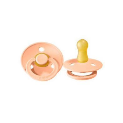 Bibs Pacifier 2-Pack,Natural Rubber Round Peach Sunset Size 1