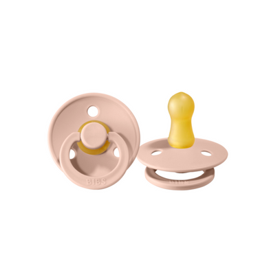 Bibs Colour 2pk Pacifier Natural Rubber Round Blush Size 1