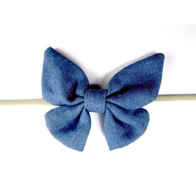 Baby Wisp Hand Tied Bow, Denim