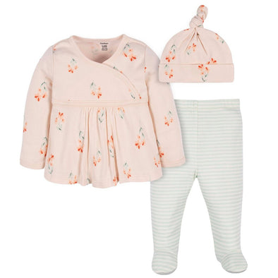 Gerber 3pc Shirt, Pant and Cap, Wildflower Stripe