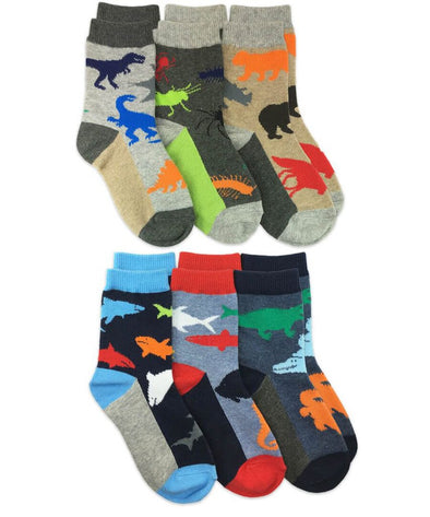 Jefferies Socks Water & Land Animals Crew Socks 6 Pair Pack