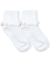 Jefferies Socks Ripple Edge Smooth Toe Turn Cuff Socks 2 Pair Pack, White/White