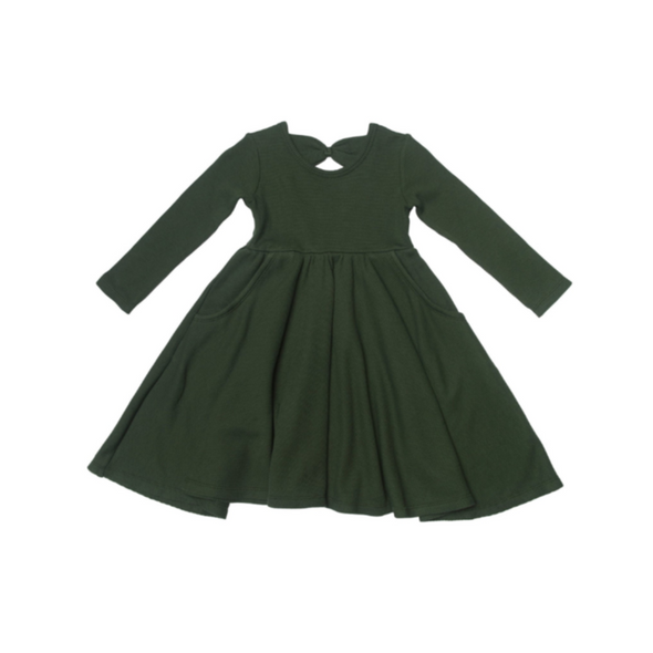 Loulou Lollipop Waffle Skater Dress, Spruce Green