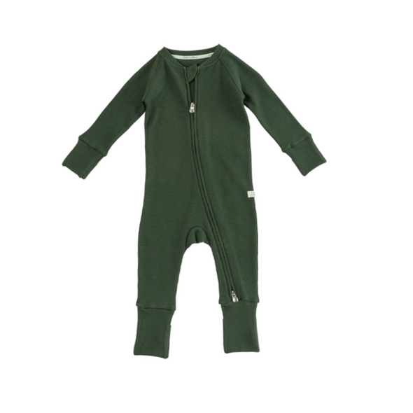 Loulou Lollipop Waffle Knit Sleeper, Spruce Green