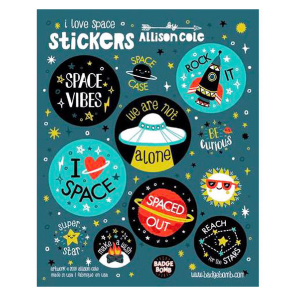 Badge Bomb Sticker Sheet, I Love Space