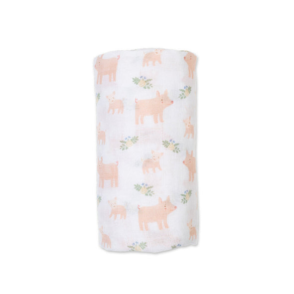 Lulujo Swaddle Blanket Muslin Cotton, Piggies