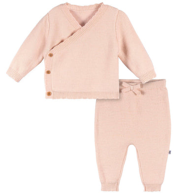 Just Born 2pc Scalloped Sweater Set, Pink