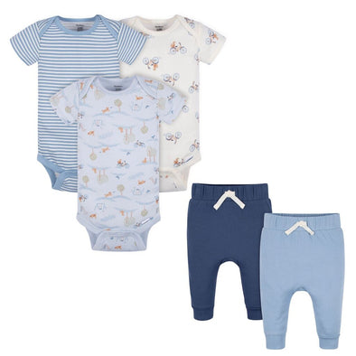 Gerber 5pc Onesies + Pants Set, Puppy Playground