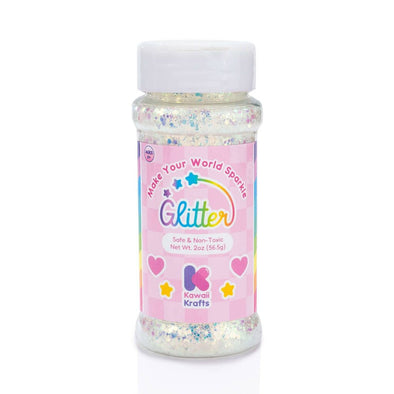 Kawaii Make Your World Sparkle Glitter Shaker Jar Chunky Glitter, Rainbow Iridescent