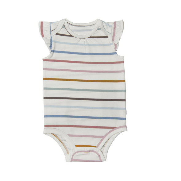 Loulou Lollipop Ruffle Bodysuit, Pastel Stripes
