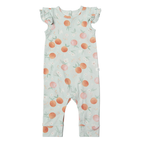 Loulou Lollipop Ruffle Romper, Peaches