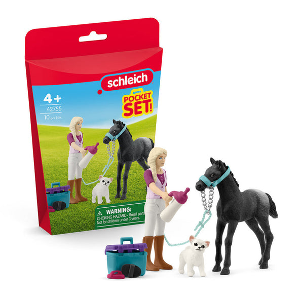 Schleich Pocket Set, Horse Grooming Playset with Appaloosa Foal