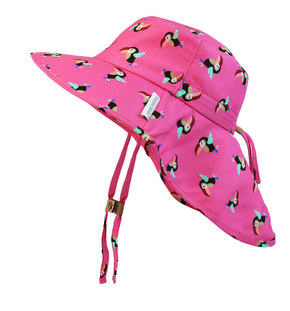 FlapJackKids Sun Hat with Neck Cape, Toucan