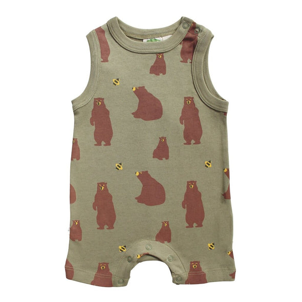 Parade Organic Tank Romper Signature Print, Bears