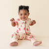 Parade Organics 2-Way Zipper Short Sleeve Romper, Strawberries